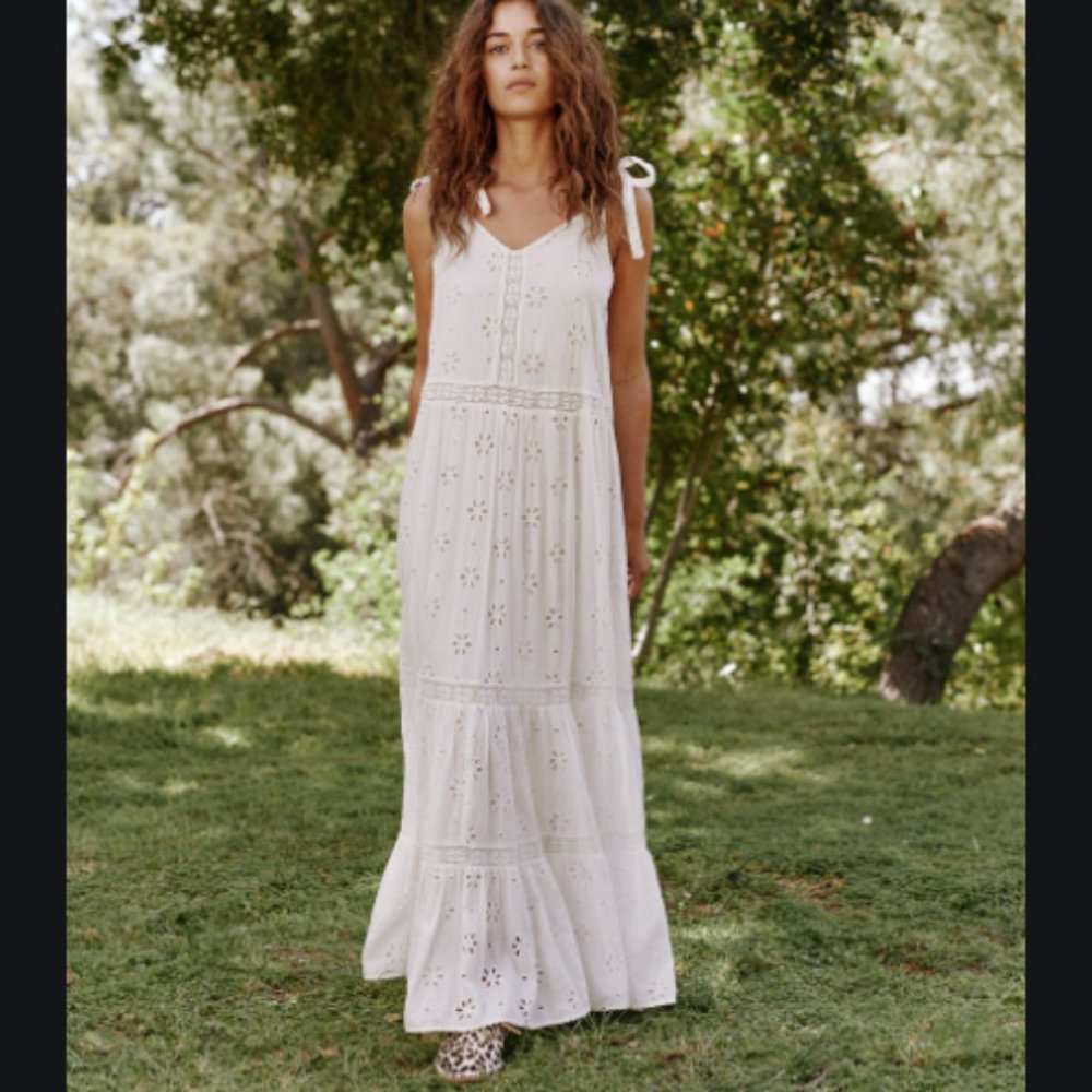 The Great. Eyelet Grove Tie-Shoulder Dress size 2